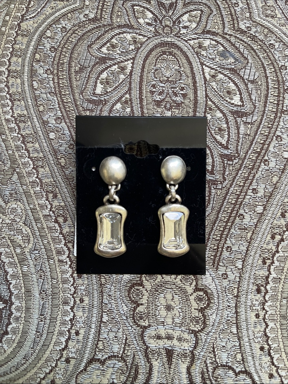 Silver Plated Clear Crystal Drop Earrings
